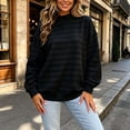 thumbnail image 2 of CHGBMOK Women's Mock Neck Sweatshirt Striped Long Sleeve Casual Pullover Tops Drop Shoulder Loose Fit Basic Sweatshirts, 2 of 5
