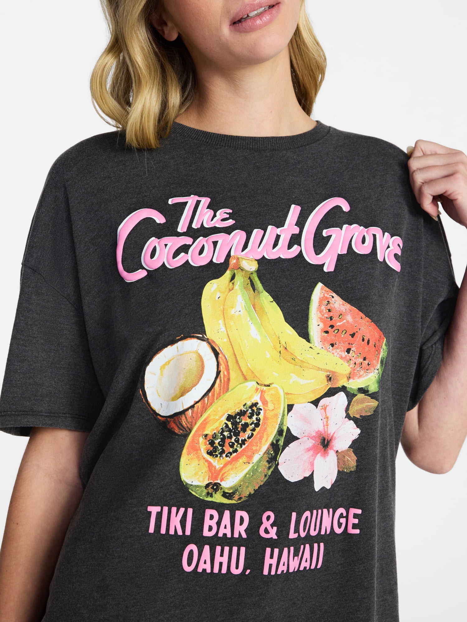 No Boundaries Washed Graphic Boyfriend Tee, Women's and Women's Plus