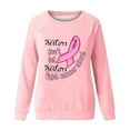 thumbnail image 4 of WREESH Women's Graphic Letter Pink Ribbon Sweatshirt Long Sleeve Breast Cancer Awareness Top Pink, 4 of 5