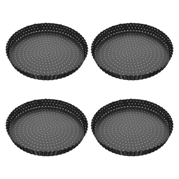 4 Pack Quiche Tart Pan,5 Inch Round Perforated Pizza Baking Tray Non-Stick Tart Tin with Holes for Cakes,Pies,Quiches