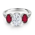 thumbnail image 2 of Gem Stone King 10K White Gold White Moissanite Ruby Red Mystic Topaz and White Lab Grown Diamond 3 Stone Engagement Ring for Women (2.54 Cttw, Gemstone Birthstone, Available in Size 5, 6, 7, 8, 9), 2 of 5