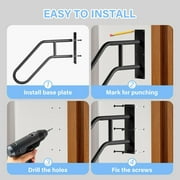 2-Pack WAASOSCON Metal Outdoor Step Handrails, U-Shaped Safety Grab Bar for Elderly & Kids, Easy Install Black Hand Railings for Concrete/Wooden Stairs