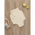 thumbnail image 3 of Chollius Baby Girl's Sling Romper Sleeveless Tassel Rope Decoration Snap Crotch Bodysuit Solid Color Triangle Jumpsuit, 3 of 8