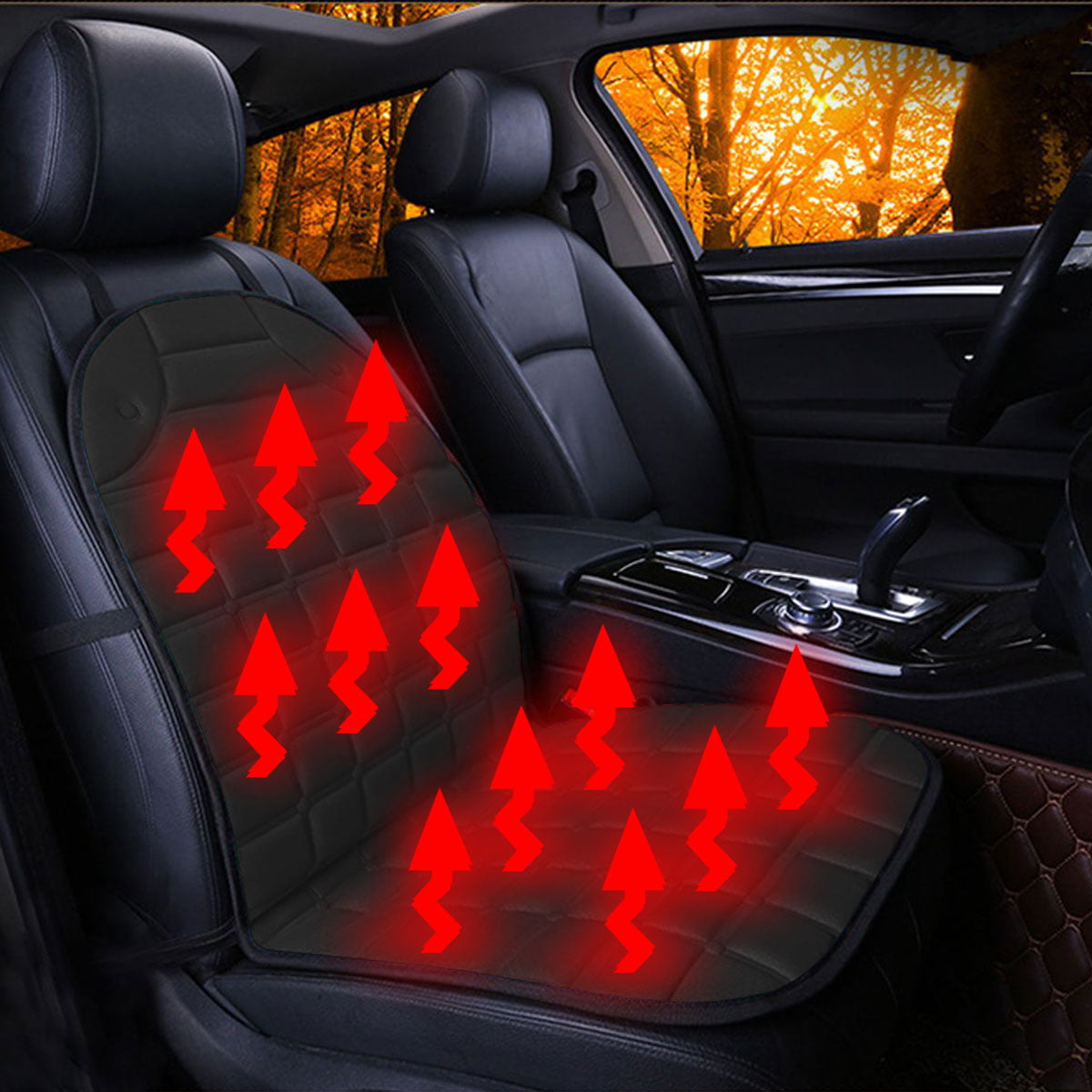 12V Electric Heated Cover Car Single-Seat Heater Seat Cushion Cotton ...