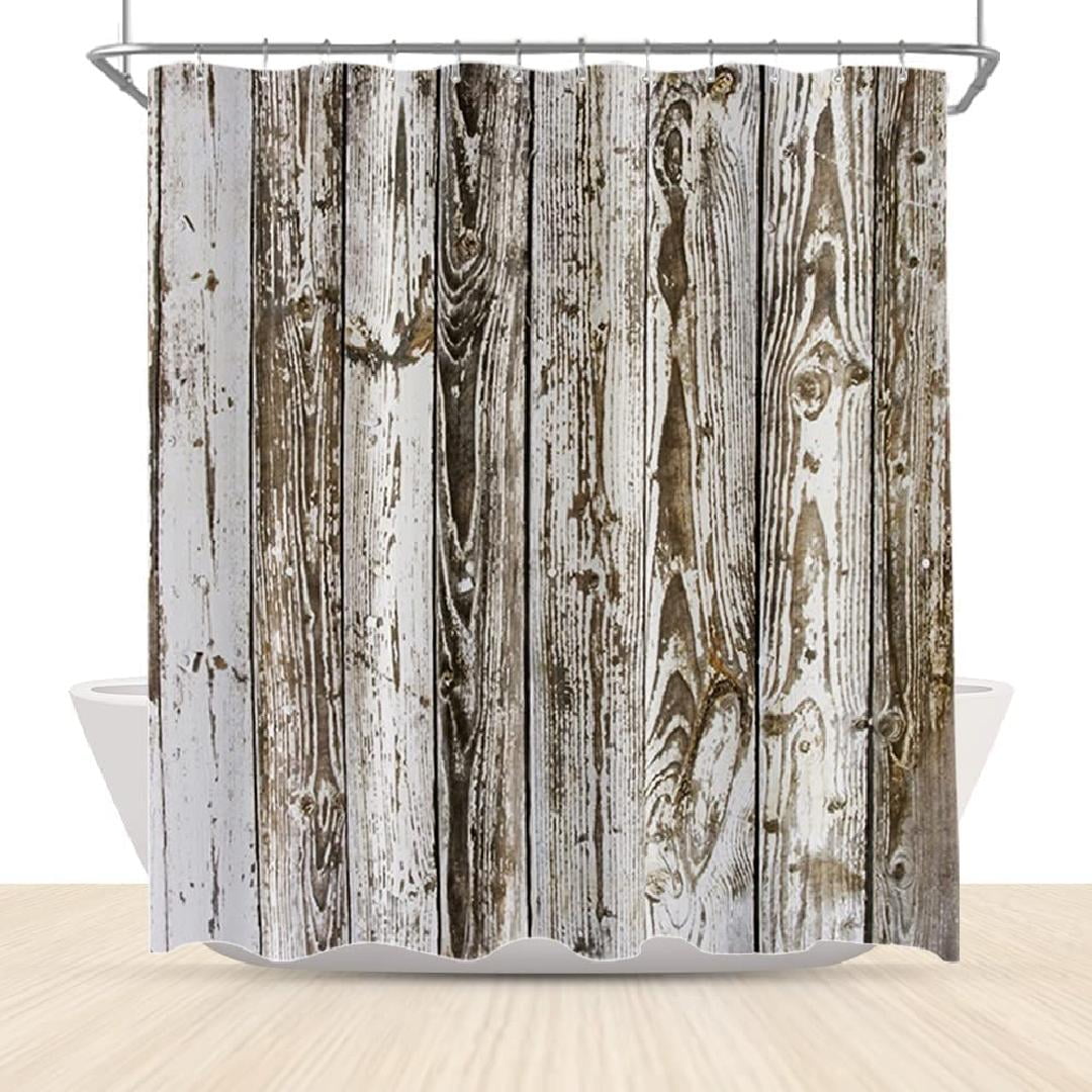 Rustic Grey Wood Shower Curtain Farmhouse Style Barn Door Shower