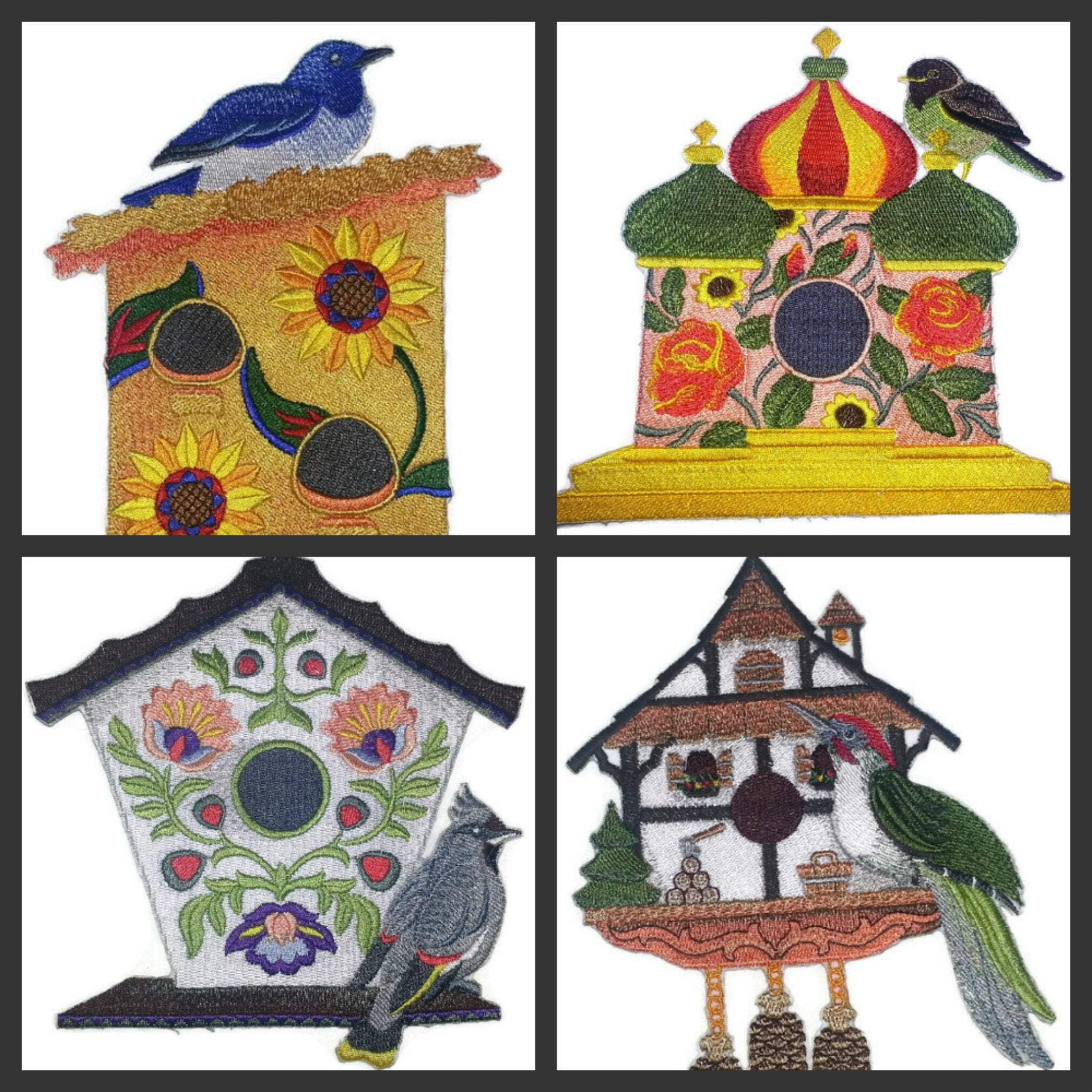 Mexican Birdhouse with Mexican Blue Jay Embroidered Iron on Patch [6.82" X 4.8"]