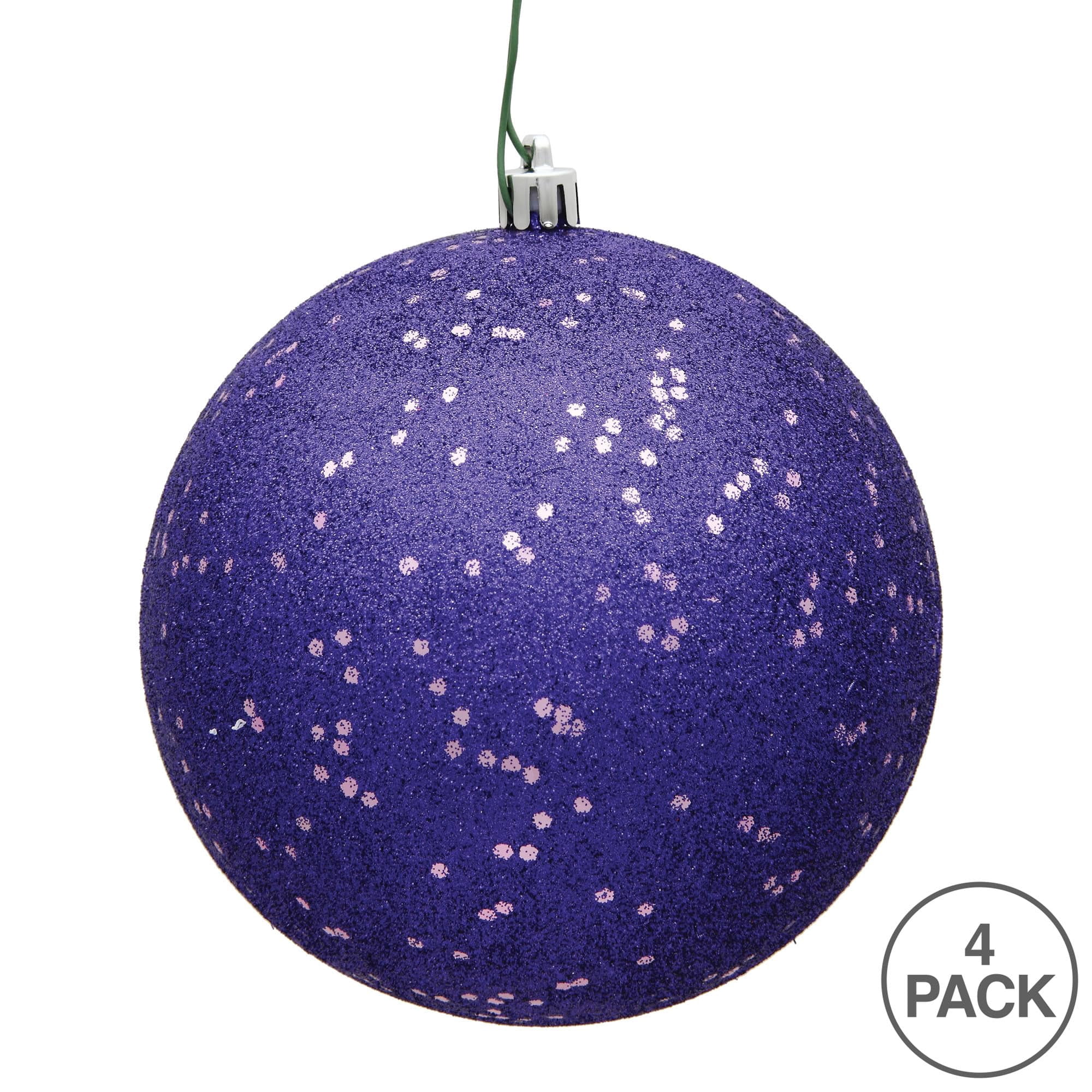 Vickerman 4.75" Purple Sequin Ball Ornament, 4 per Bag