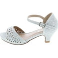 thumbnail image 2 of Link Fantastic-92K Girl's Rhinestone Cutout Buckle Ankle Strap Chunk Heel Sandals, 2 of 7