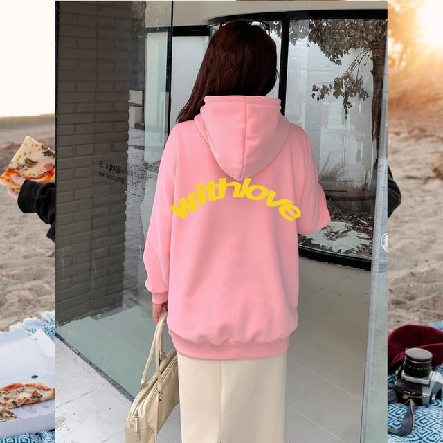 Pull à Capuche Taille Européenne Automne et Hiver Hommes et Femmes Mode Décontractée Plus Velours Couple