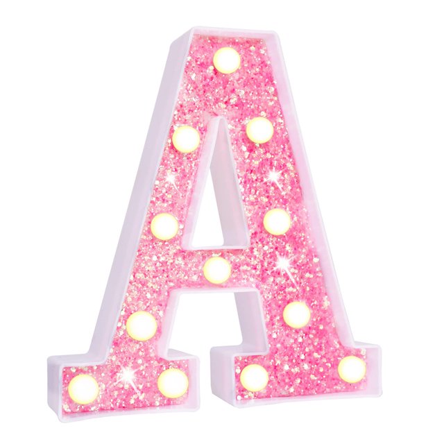 CSChome Warm White Alphabet Light LED Letter Light - Glitter Alphabet Sign with Hanging Hole, Night Light for Party Wedding Home Decoration