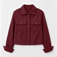 thumbnail image 4 of Resicozy Womens Fashion Cropped Jacket Corduroy Button Down Long Sleeve Coats Lightweight Plain Jackets with Pockets 2026 Wine L, 4 of 4
