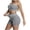 Gray 34, variant on Summer Outfits Workout Set, Faux Denim Print Strapless Bandeau Top + High Waist Butt Lifting Biker Shorts, 2-Piece Quick Dry Yoga & Gym Outfit Summer Sets for Women