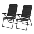 thumbnail image 2 of Folding Patio Chairs 2-Pack, Adjustable Backrest Outdoor Bistro Chairs for Garden, Steel Frame with Oxford Fabric, 300lbs Capacity, Black, 2 of 9