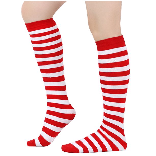 Calcetines de invierno cálidos a rayas hasta la pantorrilla y hasta la rodilla para mujer y hombre, calcetines universales hasta la pantorrilla, calcetines de algodón para mujer.