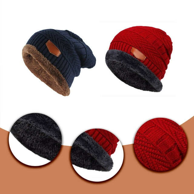 Foreign Trade Labeling Knitted Cap Velvet Wool Cap Winter Thread Skullies Outdoor Ski Cap