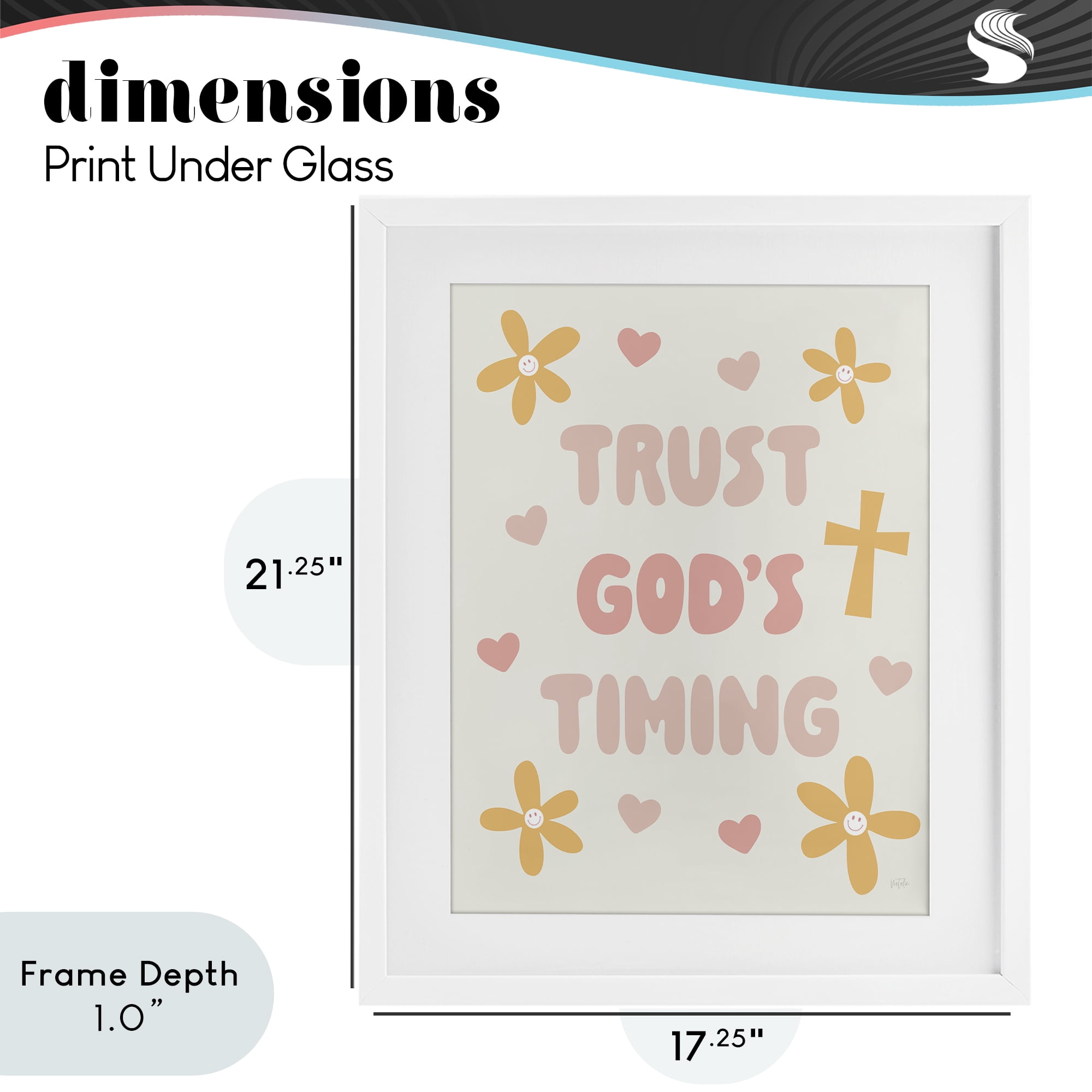 Stupell Industries Retro Trust God's Timing White Framed Print Under Glass, design by Natalie Carpentieri