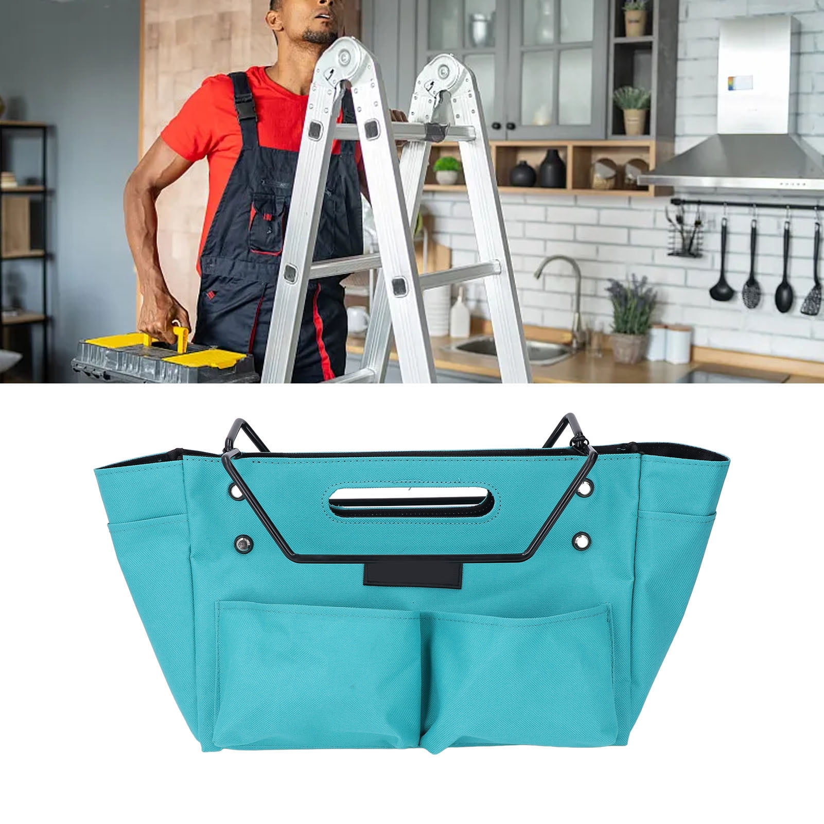 Ladder Tool Pouch Oxford Cloth Portable Multifunctional Foldable Ladder Tool Storage Bag