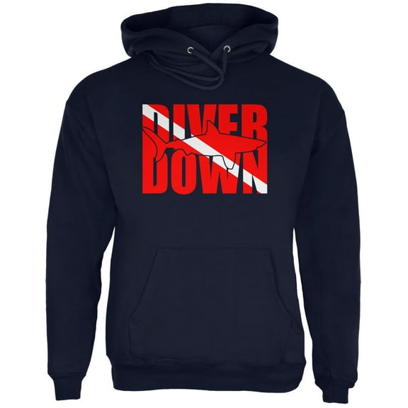 Diver Down Megalodon Shark Mens Hoodie