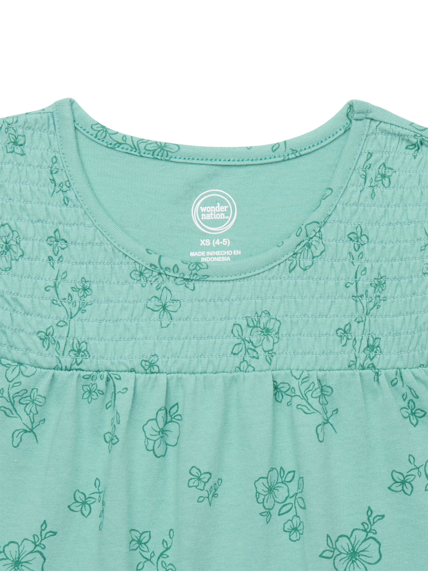 Wonder Nation Girls Smocked Flutter Sleeve Top, Sizes 4-18 & Plus