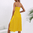 thumbnail image 3 of Women Spaghetti Straps Sleeveless Summer Dresses Polka Dot Split Printed Maxi Dresses Midi Beach Vacation Dress, 3 of 6