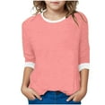 thumbnail image 4 of Htigea Girls 3/4 Sleeve Shirt Trendy Girls Tops T-Shirts Crew Neck Cute Tween Girls Clothes Kids Summer Outfits Girl Clothes Today Sales Pink,5 Years, 4 of 6