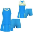 thumbnail image 5 of Aislor Kids Youth Girls 2 Pieces Gym Workout Sports Suit Sports Dress with Shorts Bottoms Tennis Clothes Set Blue 8, 5 of 7