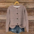 thumbnail image 2 of XPMWRP Women's Striped Print Knitted Jacket Long Sleeve Button Down Casual Coats Fall Winter Trendy Loose Jacket Brown XXL, 2 of 4