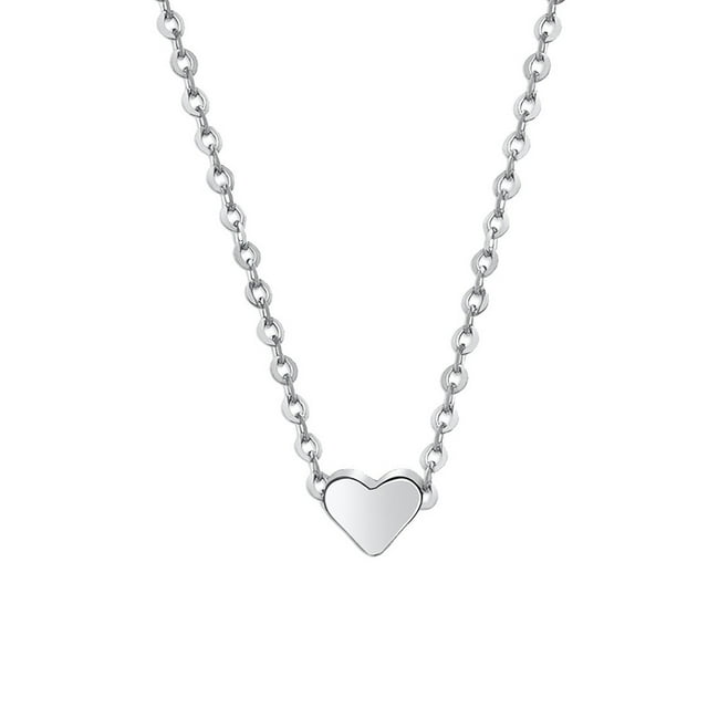 Collar de plata pura para mujer, collar pequeño en forma de corazón, regalo de cumpleaños y para cualquier ocasión