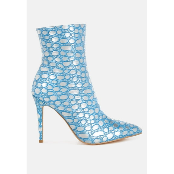 Moolah Embossed Stiletto Heel Ankle Boots