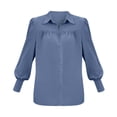 thumbnail image 4 of Shirts For Women Button Down Shirts Long Sleeve V Neck Tops Wrinkle Collared Work Solid Blouses Tops Womens Tops, 4 of 4