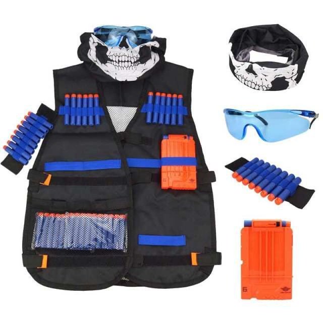Kit de chaleco táctico para fanáticos de las pistolas Nerf, clip de recarga rápida que garantiza un juego ininterrumpido, gafas duraderas para mayor seguridad en cada batalla