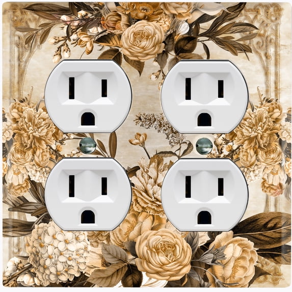 Metal Light Switch Plate Outlet Cover Vintage Rose Frame ROS027
