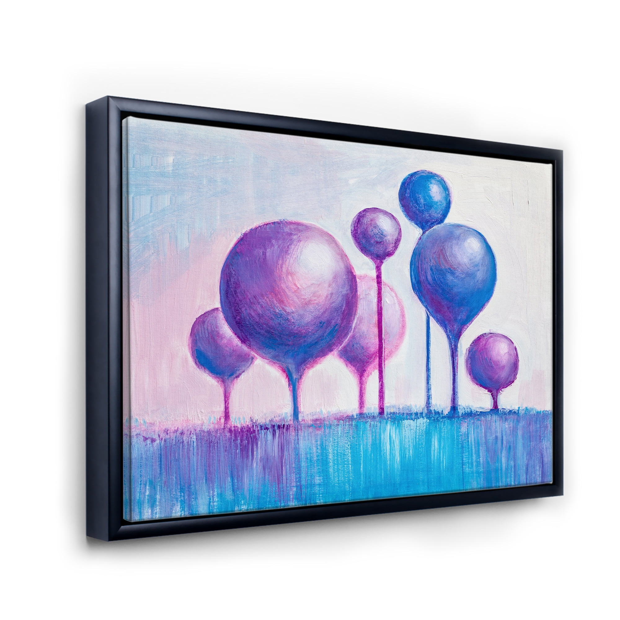 Designart 'Ornamental Colourful Trees I' Modern Framed Canvas Wall Art Print