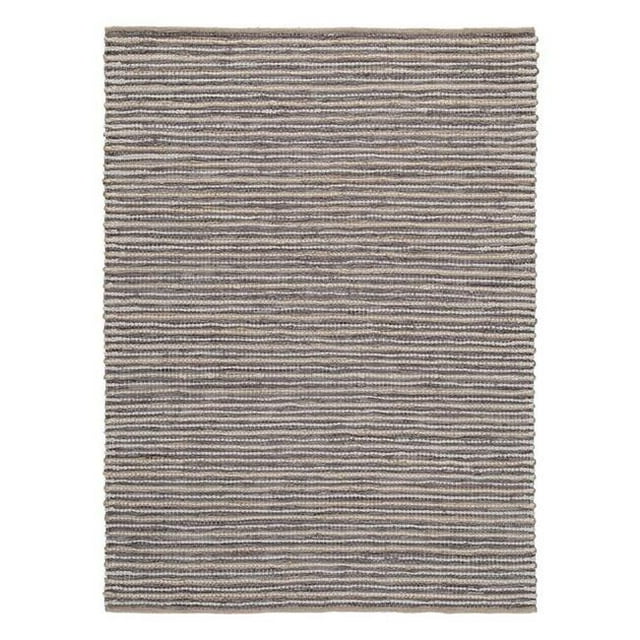 Benjara BM227539 Fabric & Leatherette Rug with Braided Design, Gray & Beige - Large