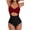 RedBlack, variant on Sexy Tummy Control One Piece Swimsuit for Women Deep V Neck Cutout Swimsuits with Crisscross Back Straps Slimming High Waisted Bathing Suit Size S-2XL