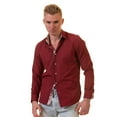 thumbnail image 2 of Dark Red Mens Slim Fit Designer Dress Shirt - tailored Cotton Shirts for Work, XXL, 2 of 5