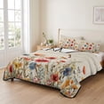 thumbnail image 2 of Queen Quilt Set 90''x96'', Yellow Red Blue Spring Floral Bedspread Coverlet with 2 Pillow Shams, Watercolor Botanical Summer Flowers Breathable All Season Quilt Bedding for Bedroom/Guest Room, 2 of 9