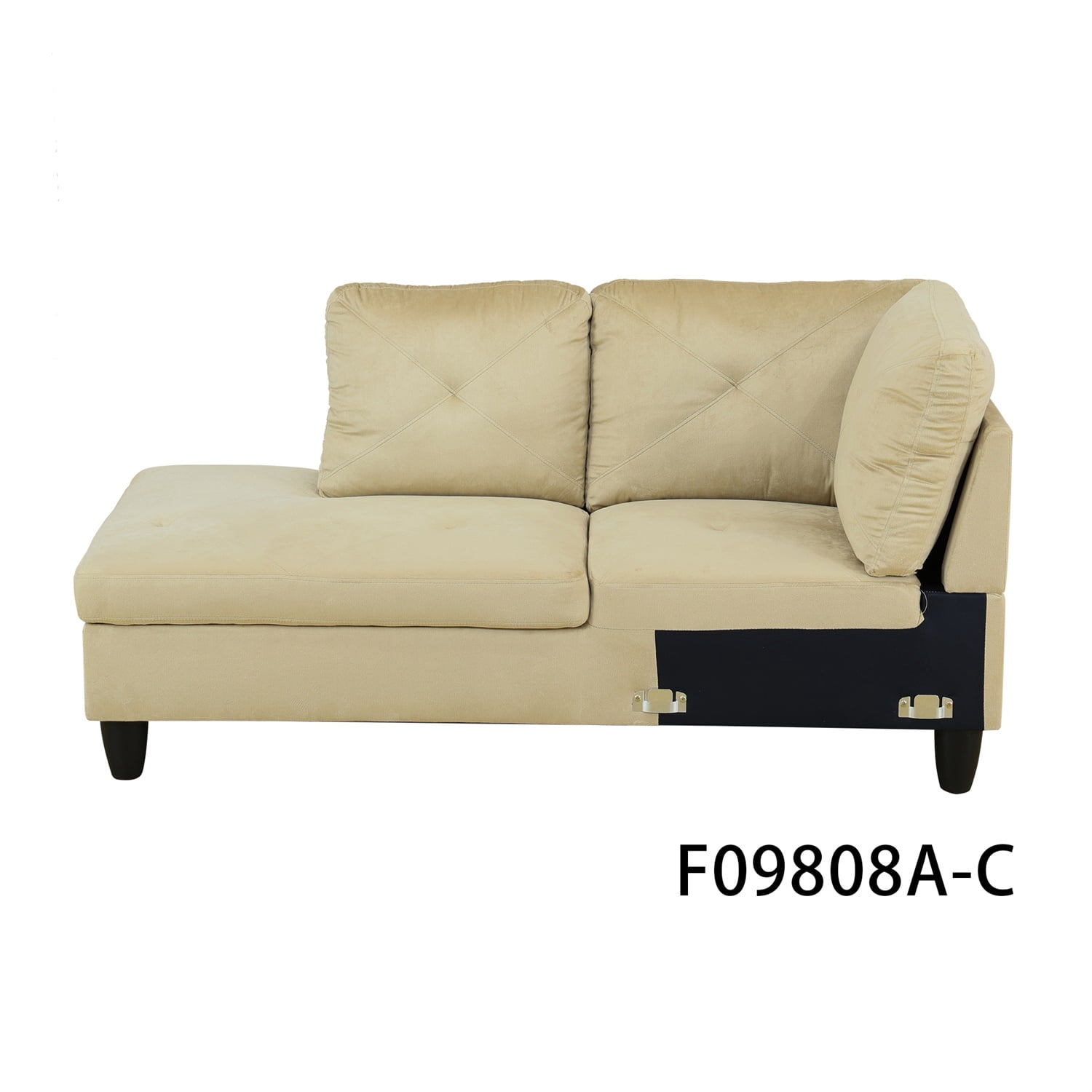Hommoo Microfiber 4-Seat L-Shape Sectional Couch Sofa, Living Room Furniture Sets, Beige(No Ottoman)