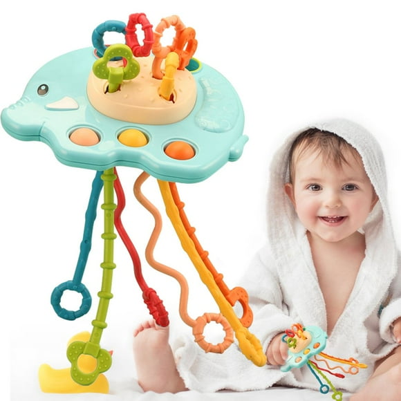 Pull String Toy Montessori Pull Toys for Baby Cute Elephant Sensory Pull Toys Food Grade Silicone Pull Toys Fine Motor Skills
