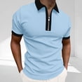 thumbnail image 2 of TAGOLD Mens Summer Short Sleeve Turndown collar Blouse & Shirt Solid Color Half Zipper Casual Top, 2 of 5