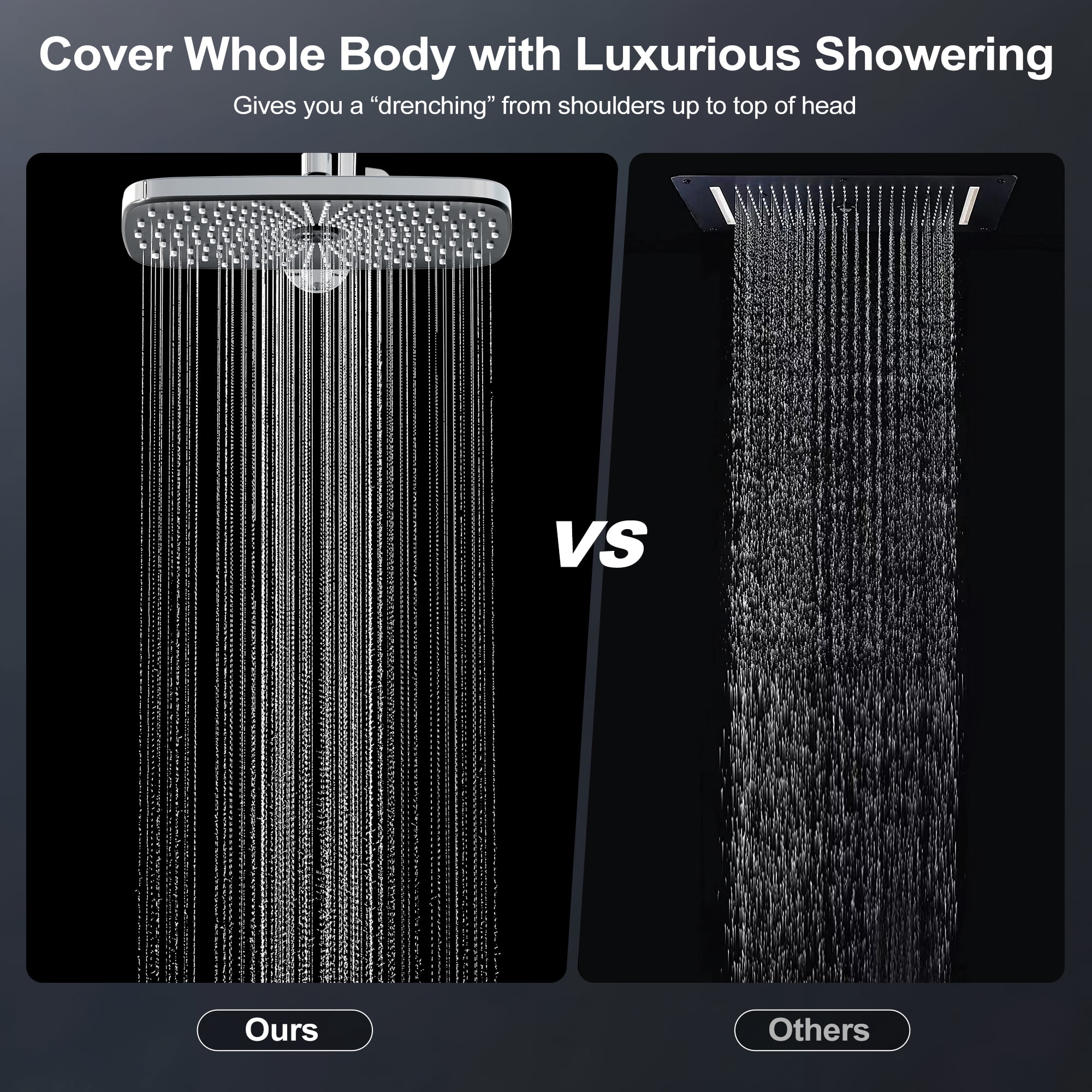 Hironpal 12"High Pressure Rain Shower Head with Handheld, 3+8+2 Spray Setting, Handheld Showerhead Combo with 59" Hose,Chro
