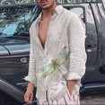 thumbnail image 2 of Hombres Casual Botones Playa Sin Posicionamiento Estampado Turndown Cardigan Camisa de Manga Larga Odeerbi ODB-6, 2 of 5