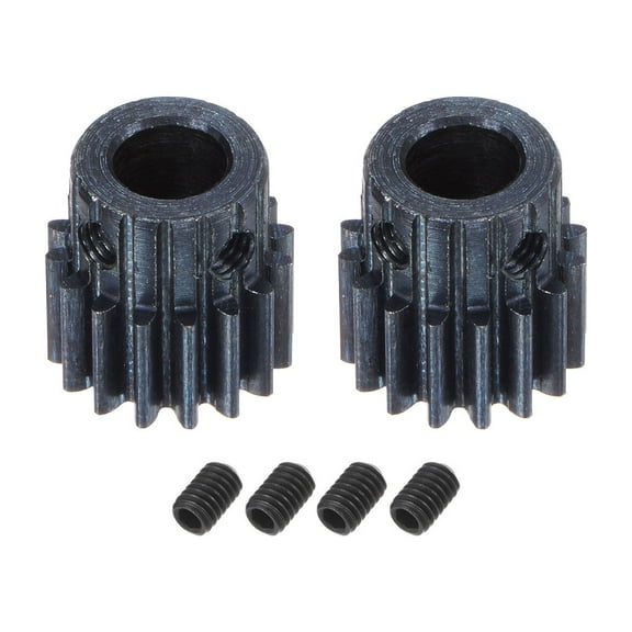 1Mod 16T Pinion Gear 8mm Bore Hardened Steel Motor Rack Spur Gear with Step for RC Car Truck Gear Drive, 2 Set
