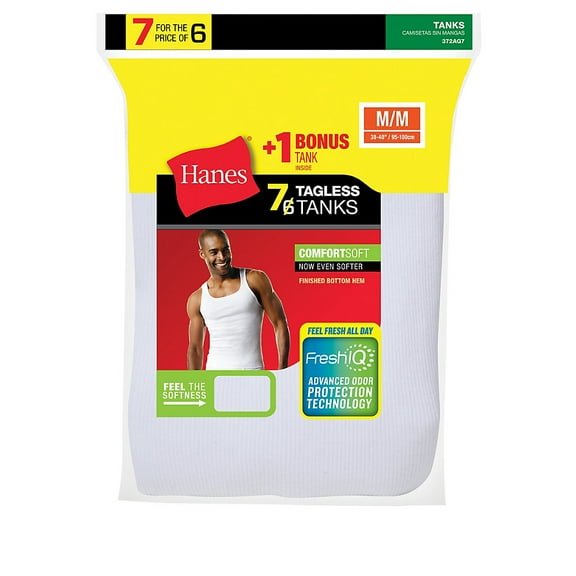 Hanes Mens Tagless Tank, White, L