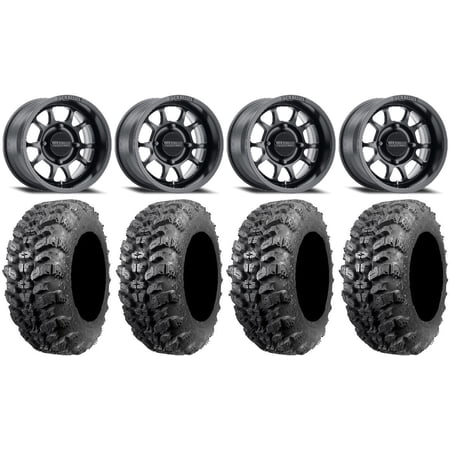 Method 409 15 Black (4+3) Wheels 28 Sniper 920 Tires Kawasaki Mule Pro FXT