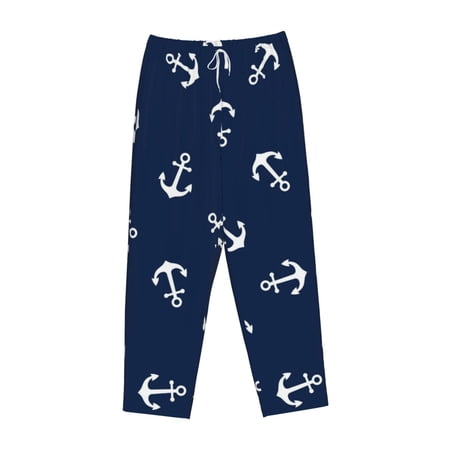 Kdxio Women s Comfy Stretch Nautical Themed Simple AnchorsPrint Drawstring Pajama Pants-Medium