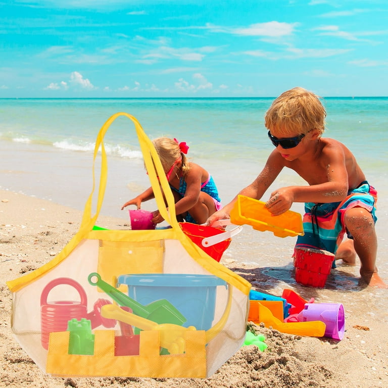 Large Capacity Beach Bag for Outdoor Sand Toys, Nylon Mesh Storage