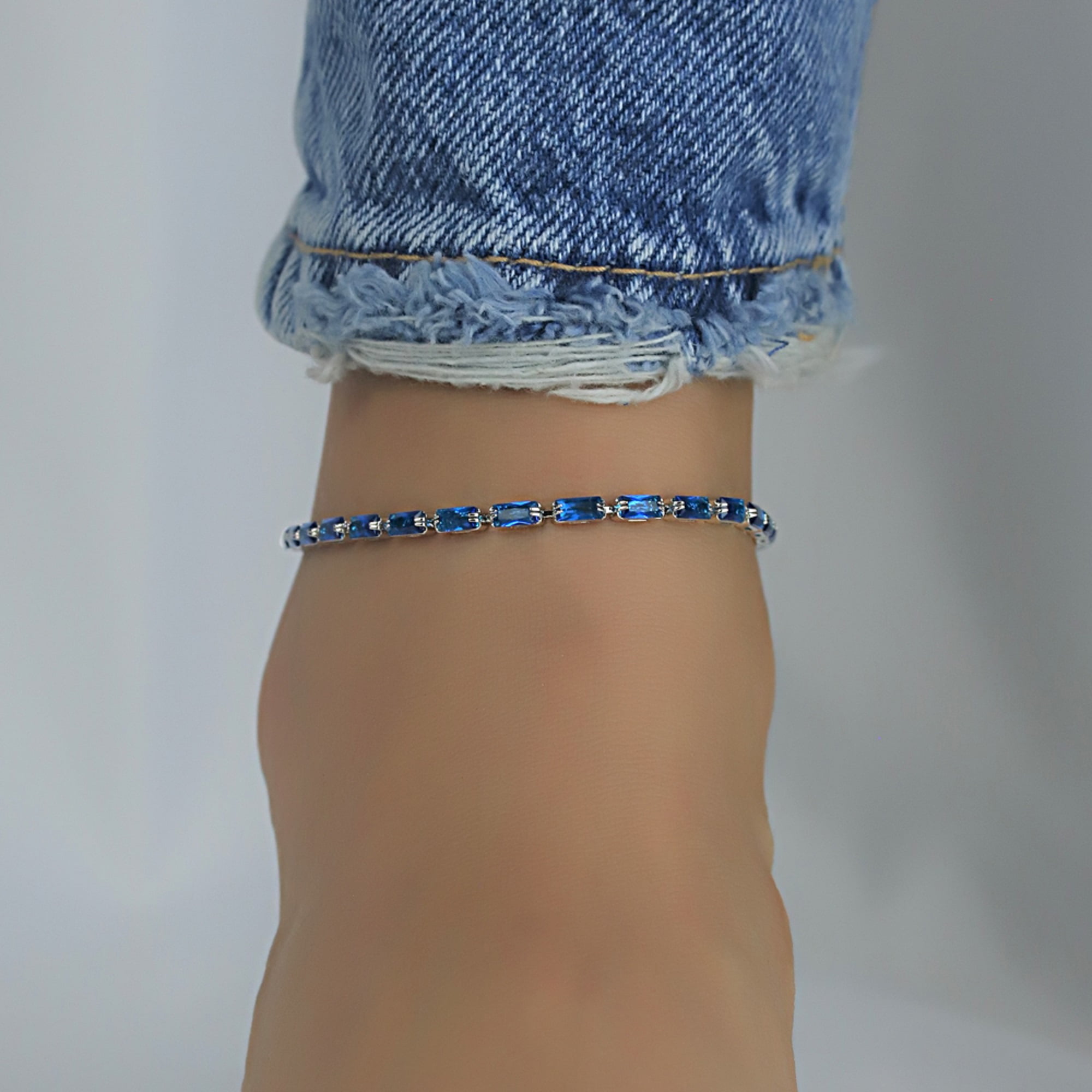Kaash Customs CZ Fine Anklets for Women Silver Plated in Brass Metal