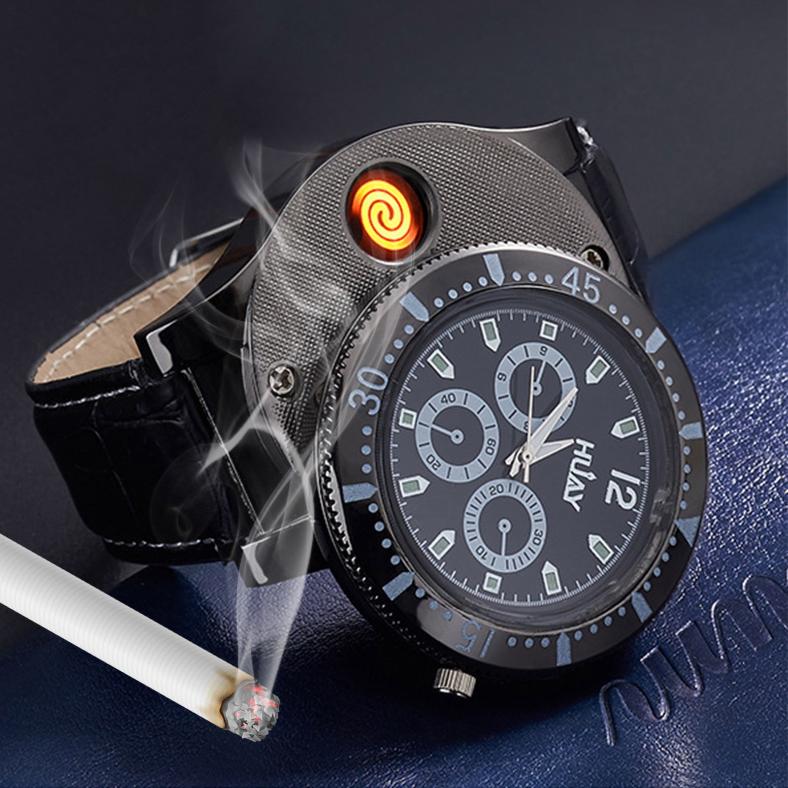 cigarette lighter wrist watch The Watch! Real Flame!!! comfy silicone strap lets you wear this watch in your daily routine KQJQS Cigarette Lighters Cool Innovative
