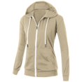 thumbnail image 4 of UJNDER Women's Solid Color Zip Up Hoodies for Women Long Sleeve Pocket Drawstring Thumbhole Khaki XL, 4 of 8